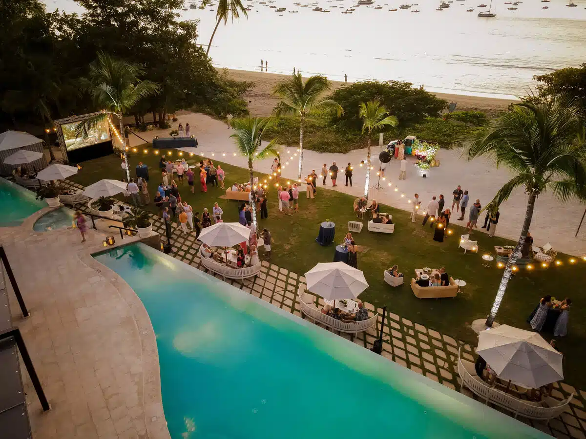 Overlooking the pool and ocean